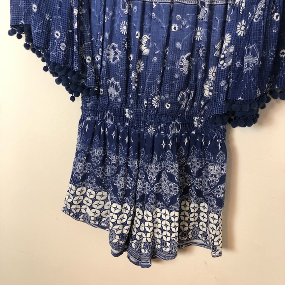 ANTHROPOLOGY Raga Blue Pom Pom Romper Sz XS - Picture 7 of 10